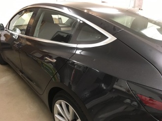 Black Tesla Before Auto Window Tinting